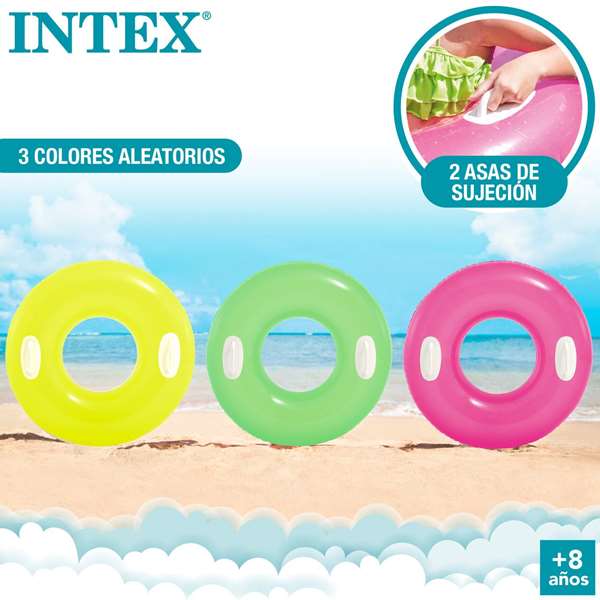 Intex Bouée roue Neon 76 cm avec poignées pour enfants (+8 ans) - Modèles assortis en PVC Intex Bouée roue Neon 76 cm avec poignées pour enfants (+8 ans) - Modèles assortis en PVC