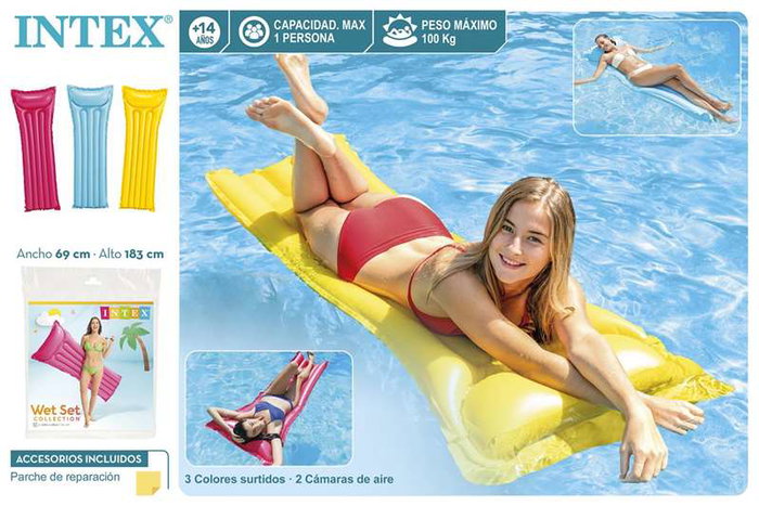 Intex Tapis de sol gonflable 5 tubes, couleurs mates, 183 x 69 cm - Modèles assortis