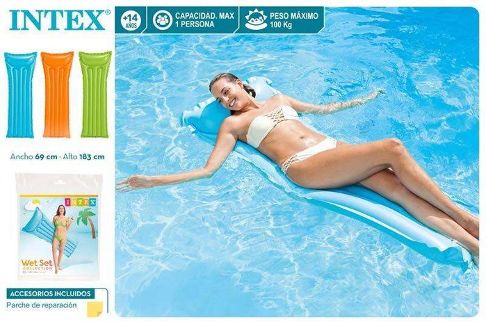Intex Tapis de sol gonflable 5 tubes, couleurs mates, 183 x 69 cm - Modèles assortis