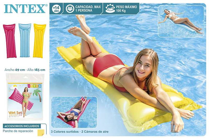 Intex Tapis de sol gonflable 5 tubes, couleurs mates, 183 x 69 cm - Modèles assortis