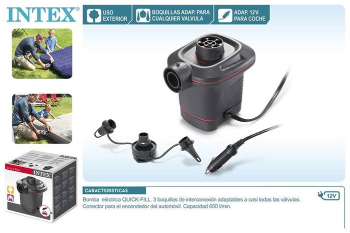 Intex Quick Fill - Pompe à air électrique 12V pour piscines, bouées et matelas - Modèle 12V avec câble d'allume-cigare