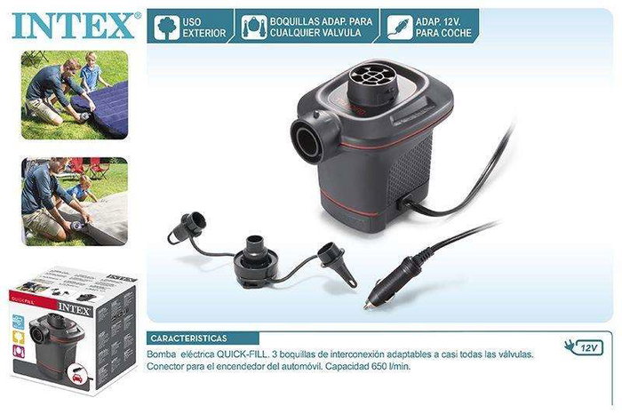 Intex Quick Fill - Pompe à air électrique 12V pour piscines, bouées et matelas - Modèle 12V avec câble d'allume-cigare