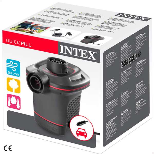 Intex Quick Fill - Pompe à air électrique 12V pour piscines, bouées et matelas - Modèle 12V avec câble d'allume-cigare