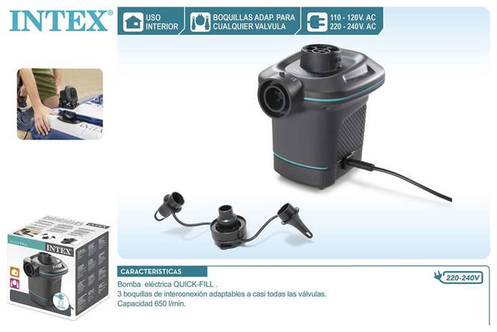 Intex Quick Fill, Pompe à air gonfleur électrique 220-240V Invertible, gonfleur électrique pour piscine, PVC ABS Acier, 18 ans+