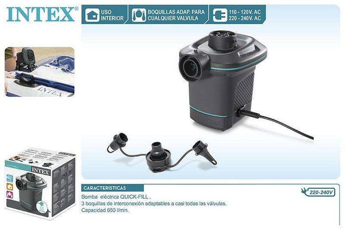 Intex Quick Fill, Pompe à air gonfleur électrique 220-240V Invertible, gonfleur électrique pour piscine, PVC ABS Acier, 18 ans+