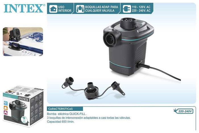 Intex Quick Fill, Pompe à air gonfleur électrique 220-240V Invertible, gonfleur électrique pour piscine, PVC ABS Acier, 18 ans+