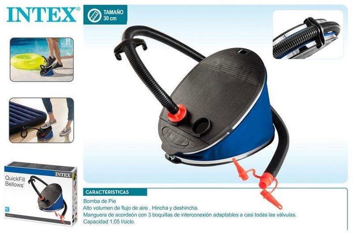 Intex - Pompe à pied gonfleur grande taille 30 cm - Pompe manuelle pour piscine, matelas, jouets - PVC - Pour enfants dès 3 ans