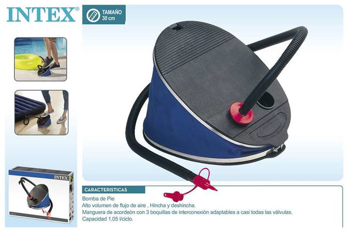 Intex - Pompe à pied gonfleur grande taille 30 cm - Pompe manuelle pour piscine, matelas, jouets - PVC - Pour enfants dès 3 ans