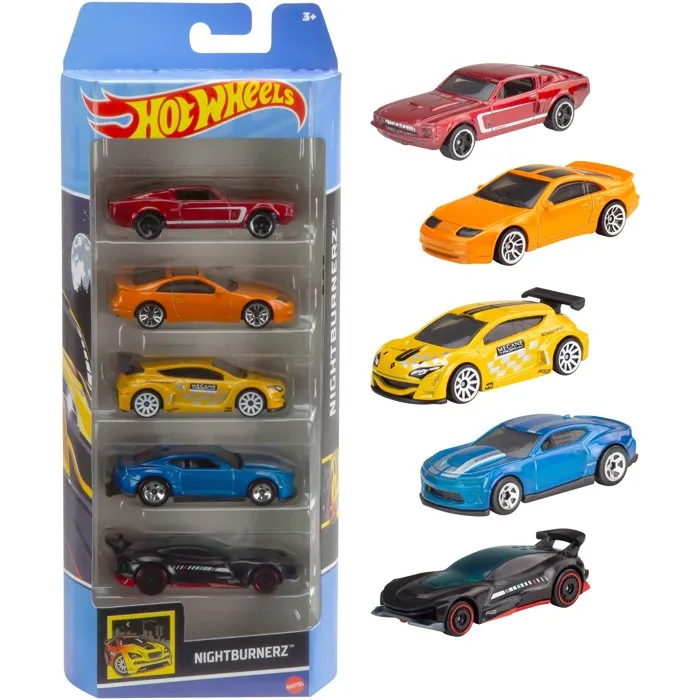 Hot Wheels - Coffret de 5 voitures de collection - Modèle aléatoire parmi 400+ références et 15 thèmes - Échelle 1:64 - À partir de 3 ans
