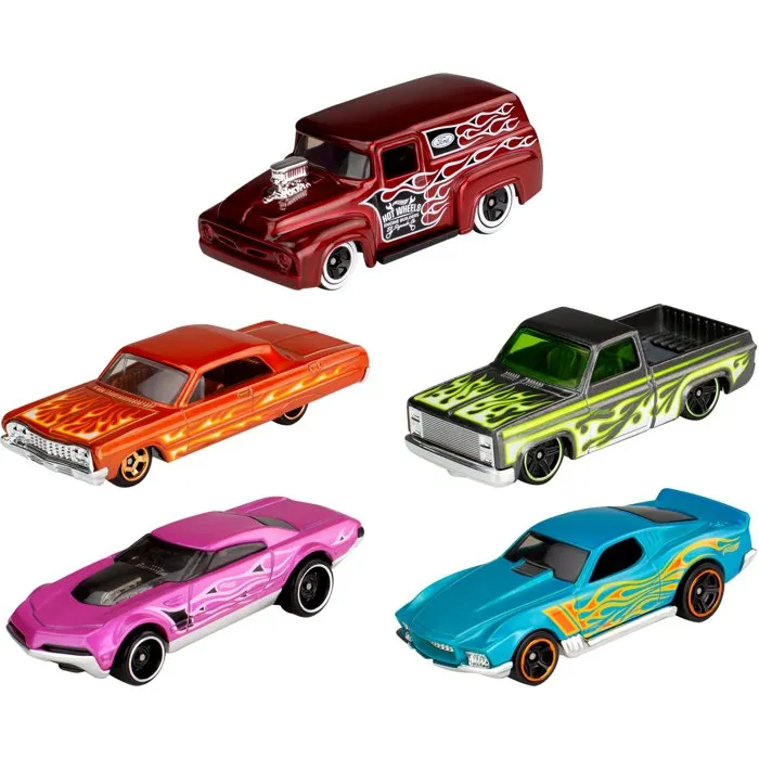 Hot Wheels - Coffret de 5 voitures de collection - Modèle aléatoire parmi 400+ références et 15 thèmes - Échelle 1:64 - À partir de 3 ans