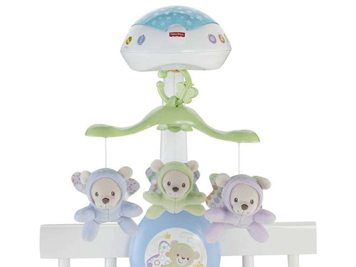 Fisher-Price Mobile musical Ositos Voladores avec lumière et son pour bébé - Version espagnole Fisher-Price Mobile musical Ositos Voladores avec lumière et son pour bébé - Version espagnole