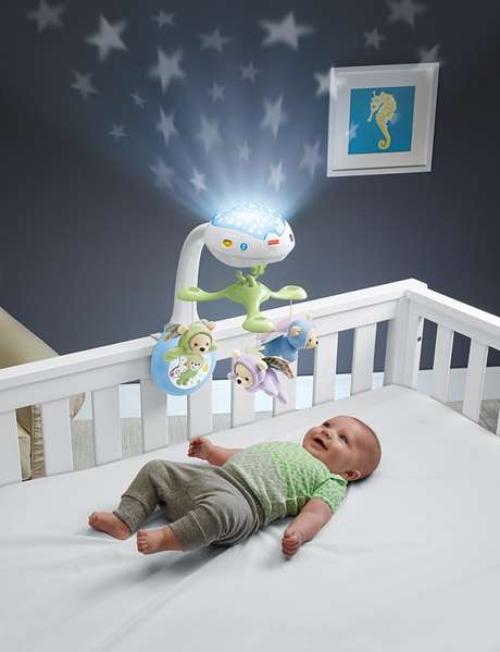 Fisher-Price Mobile musical Ositos Voladores avec lumière et son pour bébé - Version espagnole Fisher-Price Mobile musical Ositos Voladores avec lumière et son pour bébé - Version espagnole