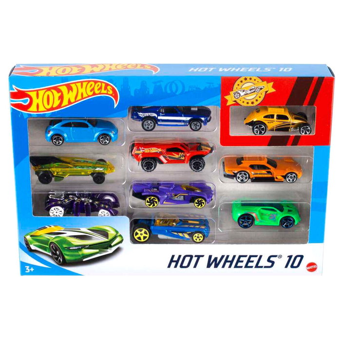 Hot Wheels Coffret de 10 Véhicules Multicolores