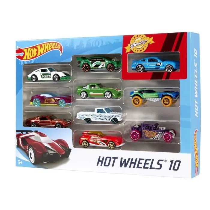 Hot Wheels - Coffret de 10 Véhicules Miniatures Multicolores - 54886 - Jeu de Voitures pour Enfants 3 ans et +