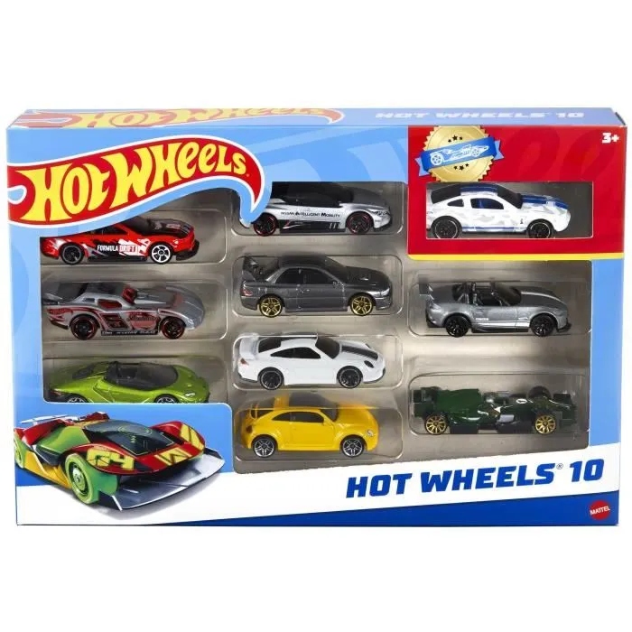 Hot Wheels - Coffret de 10 Véhicules Miniatures Multicolores - 54886 - Jeu de Voitures pour Enfants 3 ans et +