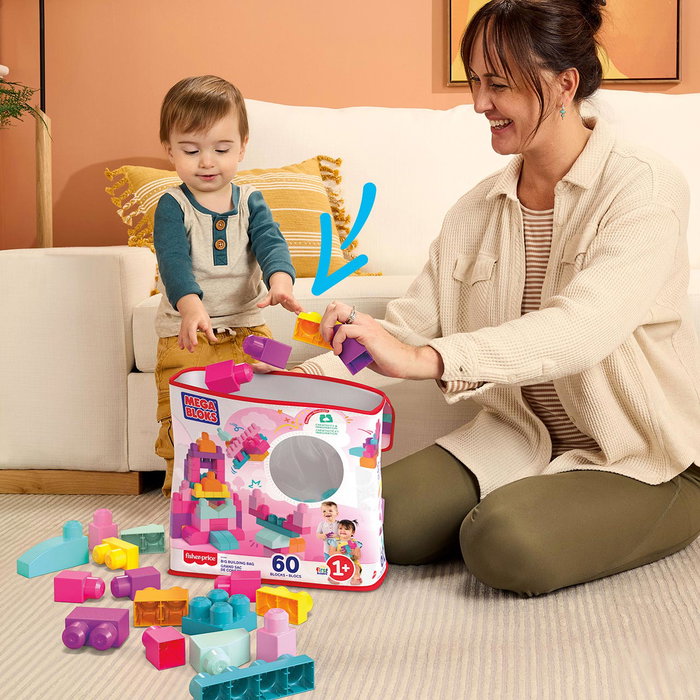 Mega Bloks Sac de construction rose 60 briques