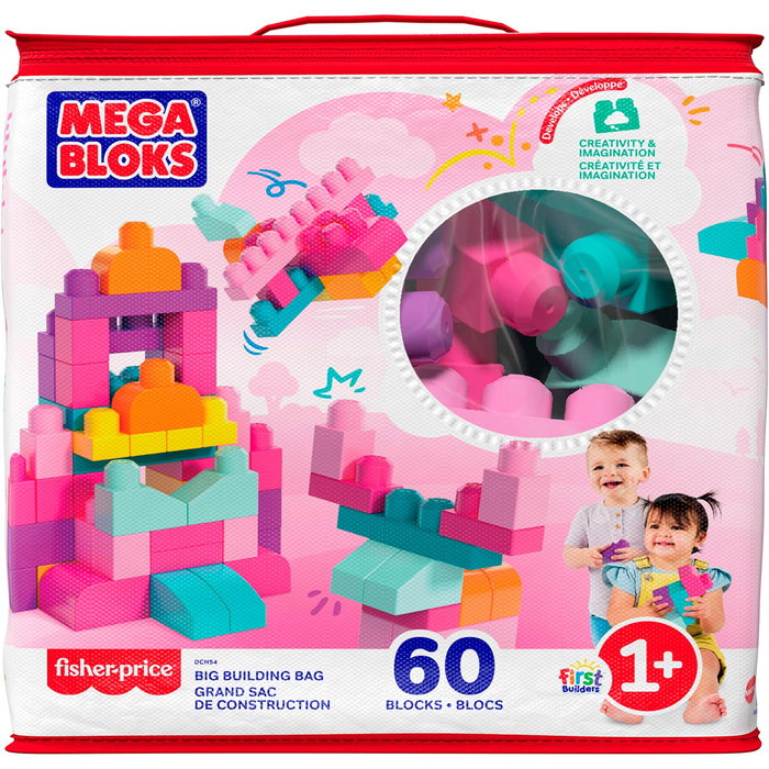 Mega Bloks Sac de construction rose 60 briques