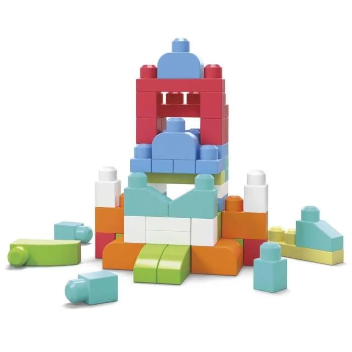 Mega Bloks Sac de Construction 60 Briques Medium Rose pour Enfants 12 mois et +