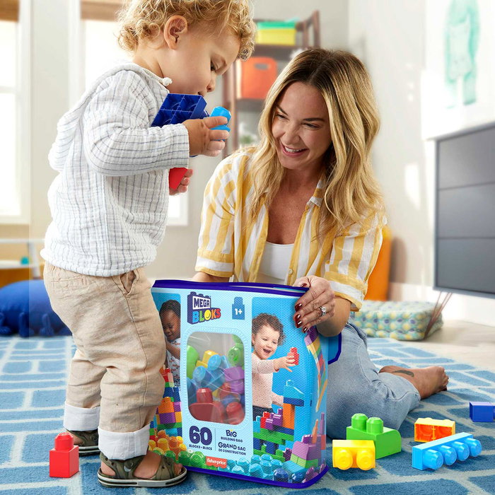 Mega Bloks - Sac de 60 Pièces Classiques Fisher-Price DCH55 - Blocs de Construction Grands pour Enfants Dès 1 An - Développe la Motricité et la Créativité