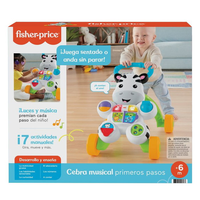Fisher-Price Andador Cebra Parlanchine avec Lumières et Musique Fisher-Price Andador Cebra Parlanchine avec Lumières et Musique