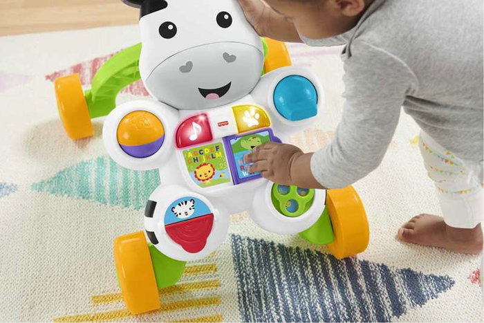 Mattel - Andador Comienzandar Cebra Parlanchina - Trotteur bébé d'apprentissage avec lumières, musique et activités éducatives - Pour enfants de 4 mois et plus