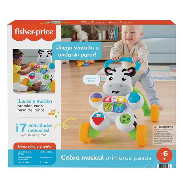Mattel - Andador Comienzandar Cebra Parlanchina - Trotteur bébé d'apprentissage avec lumières, musique et activités éducatives - Pour enfants de 4 mois et plus
