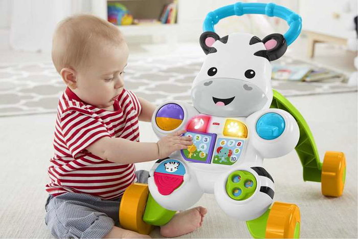 Mattel - Andador Comienzandar Cebra Parlanchina - Trotteur bébé d'apprentissage avec lumières, musique et activités éducatives - Pour enfants de 4 mois et plus