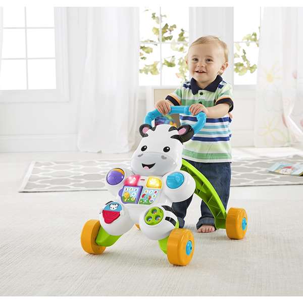Mattel - Andador Comienzandar Cebra Parlanchina - Trotteur bébé d'apprentissage avec lumières, musique et activités éducatives - Pour enfants de 4 mois et plus