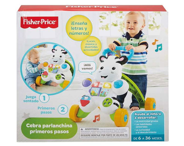 Mattel - Andador Comienzandar Cebra Parlanchina - Trotteur bébé d'apprentissage avec lumières, musique et activités éducatives - Pour enfants de 4 mois et plus