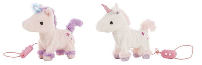 Creaciones Llopis Peluche licorne qui marche avec corne lumineuse 23 cm - modèles assortis