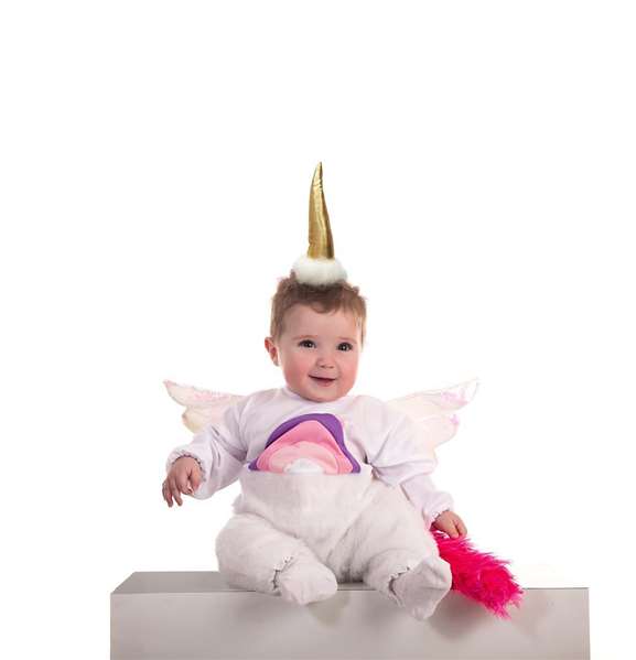 Creaciones Llopis - Déguisement bébé licorne - Costume avec ailes et corne - Taille 0-12 mois (0-6 mois) - Polyester/Polyamide