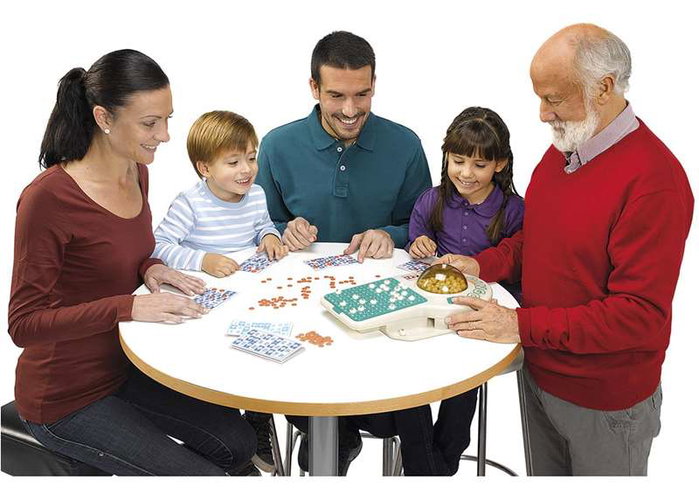 Chicos Bingo électronique avec 24 cartons, 22x37x10 cm - Bombo, cartes, boules et jetons - Plastique - Fonctionne avec 2 piles LR06 Chicos Bingo électronique avec 24 cartons, 22x37x10 cm - Bombo, cartes, boules et jetons - Plastique - Fonctionne avec 2 piles LR06