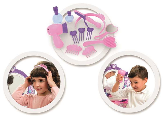 Chicos - Tocador coiffeuse Topstar avec tabouret, 12 accessoires, dimensions 51x56x85 cm, plastique, âge recommandé 3 à 5 ans