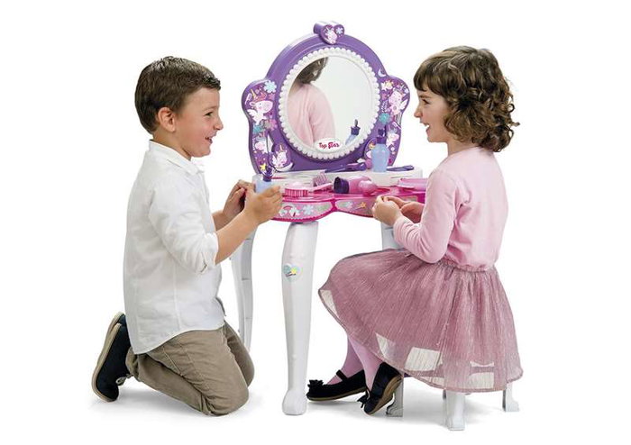 Chicos - Tocador coiffeuse Topstar avec tabouret, 12 accessoires, dimensions 51x56x85 cm, plastique, âge recommandé 3 à 5 ans