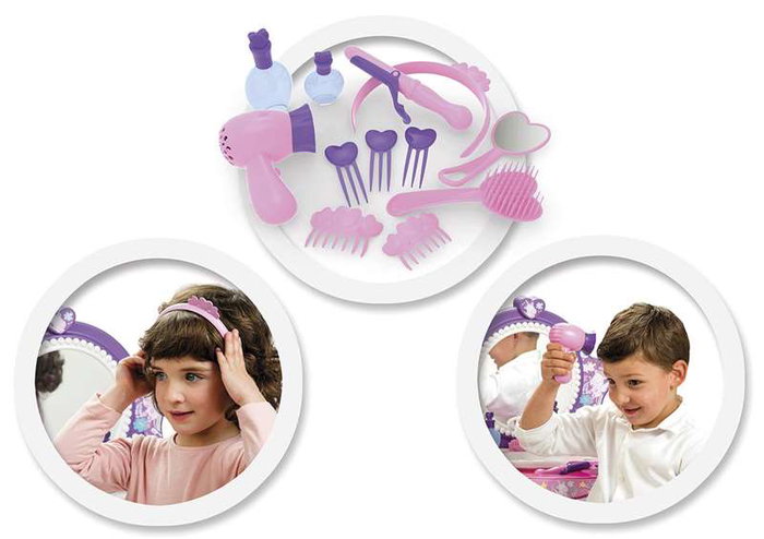 Chicos - Tocador coiffeuse Topstar avec tabouret, 12 accessoires, dimensions 51x56x85 cm, plastique, âge recommandé 3 à 5 ans