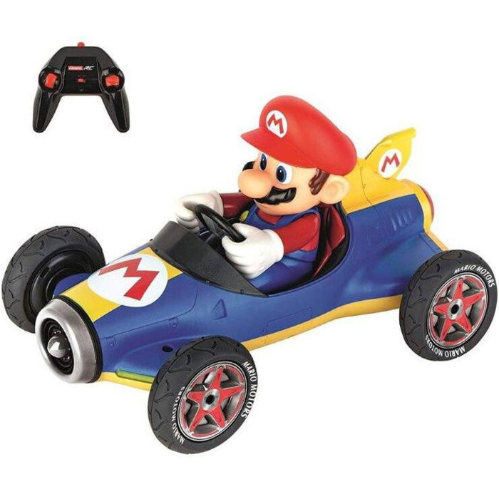 CARRERA Voiture Télécommandée Mario Kart Mach 8 1:18 - Modèle Bleu et Jaune - Licence Super Mario - Jouet RC pour Enfants dès 6 Ans