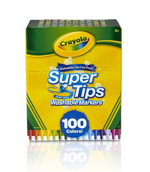 Crayola - Pack de 100 feutres lavables super pointe - Pour coloriage et dessin - Âge recommandé : 3 ans et plus