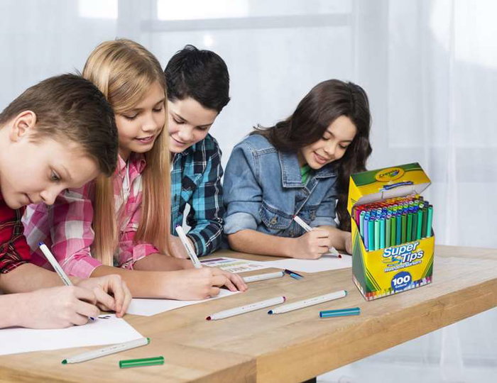 Crayola - Pack de 100 feutres lavables super pointe - Pour coloriage et dessin - Âge recommandé : 3 ans et plus