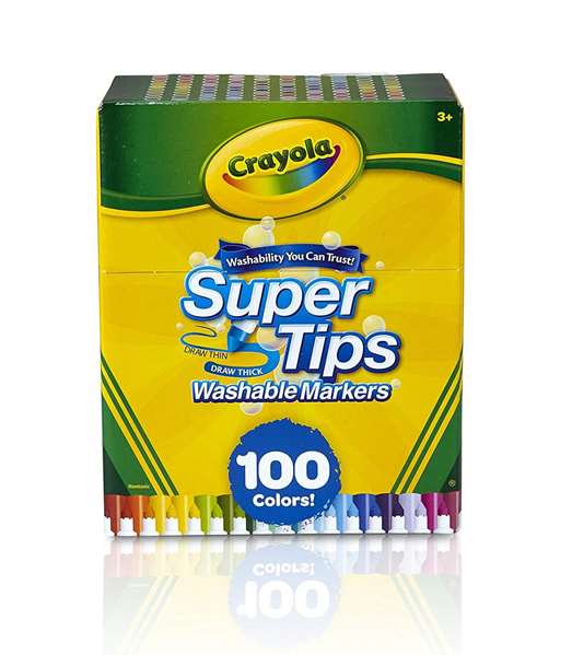 Crayola - Pack de 100 feutres lavables super pointe - Pour coloriage et dessin - Âge recommandé : 3 ans et plus