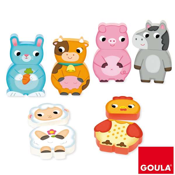Goula Puzzle magnétique de ferme en bois 12 pièces, animaux interchangeables, à partir de 1 an