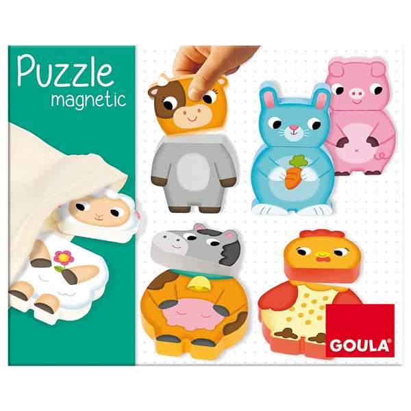 Goula Puzzle magnétique de ferme en bois 12 pièces, animaux interchangeables, à partir de 1 an