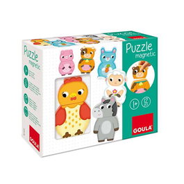 Goula Puzzle magnétique de ferme en bois 12 pièces, animaux interchangeables, à partir de 1 an