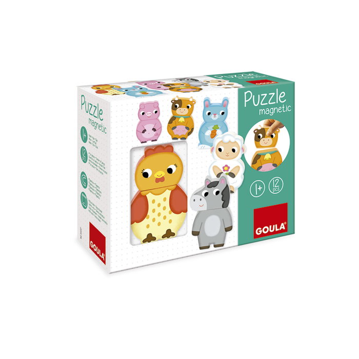 Goula Puzzle Magnétique de la Ferme en Bois (12 pièces)