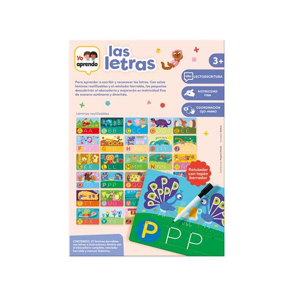 Diset - Juego educativo yo aprendo las letras - Jeu éducatif d'apprentissage des lettres - 27 planches effaçables et feutre - À partir de 5 ans - Espagnol Diset - Juego educativo yo aprendo las letras - Jeu éducatif d'apprentissage des lettres - 27 planches effaçables et feutre - À partir de 5 ans - Espagnol