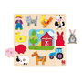 Diset - Puzzle d'éveil en bois à encastrer - Ferme et animaux - Jouet éducatif 12 pièces - À partir de 2 ans - 31x30x1.5 cm