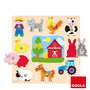 Diset - Puzzle d'éveil en bois à encastrer - Ferme et animaux - Jouet éducatif 12 pièces - À partir de 2 ans - 31x30x1.5 cm