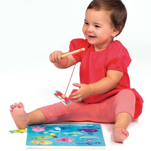 Goula Puzzle magnétique en bois de pêche avec canne à pêche - 11 pièces - 37x29.5x1.5 cm - Pour enfants à partir de 24 mois