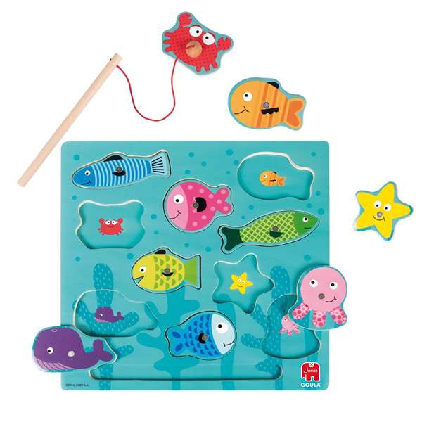 Goula Puzzle magnétique en bois de pêche avec canne à pêche - 11 pièces - 37x29.5x1.5 cm - Pour enfants à partir de 24 mois