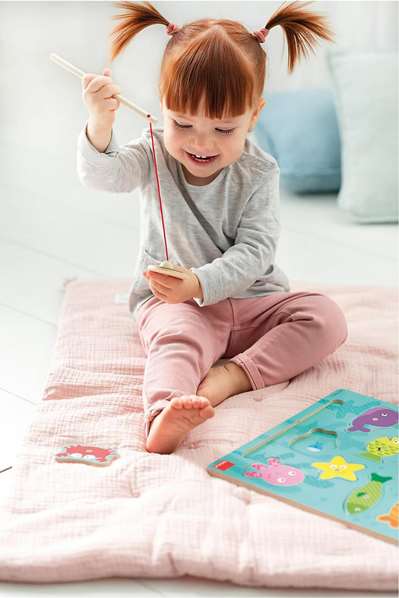 Goula Puzzle magnétique en bois de pêche avec canne à pêche - 11 pièces - 37x29.5x1.5 cm - Pour enfants à partir de 24 mois