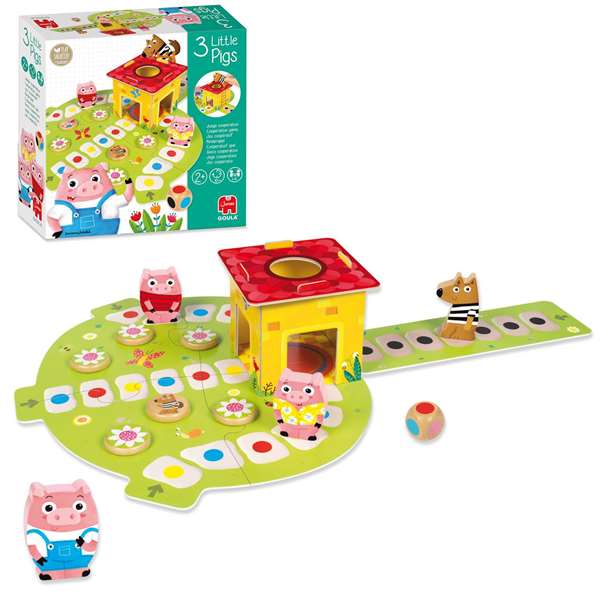 Goula - Jeu éducatif Les 3 Petits Cochons en bois - Conte des Trois Petits Cochons - Jeu de société pour enfants de 2 à4394165 ans